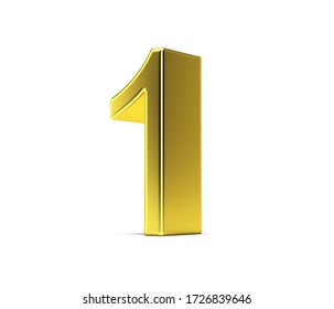 Numer One 1 golden color. 3D Rendering illustration Illustrazione stock