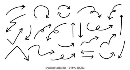 Set of Hand drawn vector arrows doodle on white background. design element vector illustration Stockillusztráció