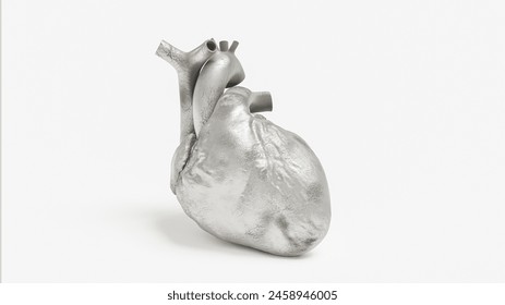 Silver heart, conceptual digital 3d illustration Arkistokuvituskuva