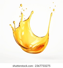 Sweet honey,Cooking Olive oil or engine oil splash ,cosmetic serum liquid isolated on white background, 3d illustration 