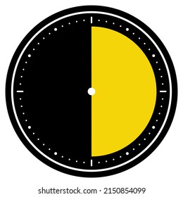 Round black Clock icon showing 30 Seconds, 30 Minutes or 6 Hours Arkistokuvituskuva