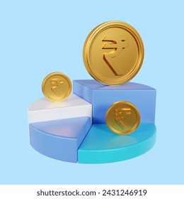 Rupee Crypto Currency Pie Chart 3d illustration, ilustrație de stoc
