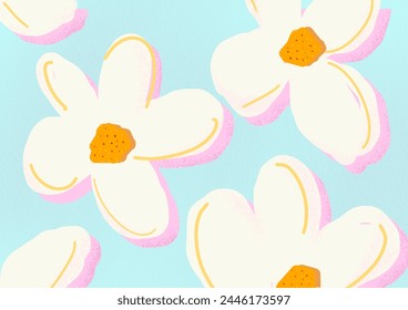 White flower pattern against blue background Arkistokuvituskuva