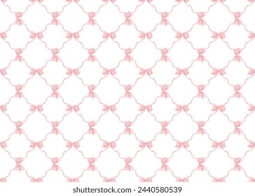 Trellis bow pattern,seamless wallpaper,trellis pattern,pink pattern,pink girl wallpaper,wall pattern Ilustração Stock