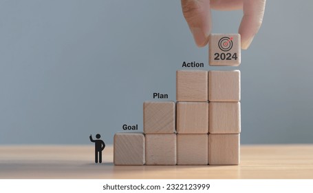 2024 Goal plan action, Business action plan strategy, outline all the necessary steps to achieve your goal  庫存照片