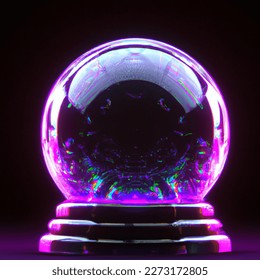 3D image of 3D laser engraved crystal ball with bright lighting