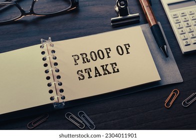Proof of Stake.Itという言葉のノートは目を引く画像です。の写真素材