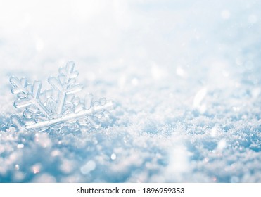 transparent snowflake close up. winter greeting card Stock Photo