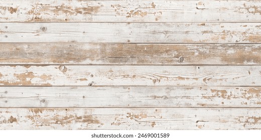 Vintage, planches de bois blanc avec texture de peinture écaillée : photo de stock