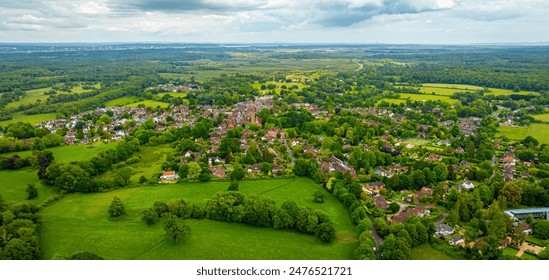 View of Lyndhurst, a large village and civil parish situated in the New Forest National Park in Hampshire, England, UK Foto Stok