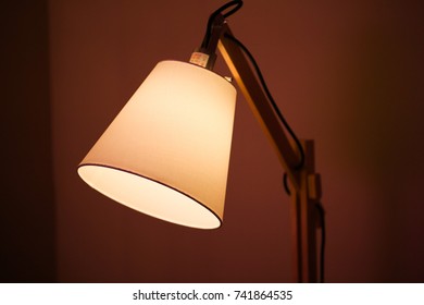 Warm lighted lamp shadeの写真素材