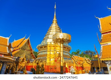 Wat Phra That Doi Suthep or golden temple is famous visiting place or landmark and attraction of Chiang Mai, Thailand. Stock-foto