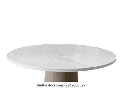 White marble stone table top isolated on white background for product display Stock Photo