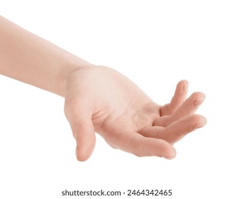 Woman holding hand on white background, closeup Stock fotografie