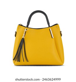 Women's luxury handbag, yellow handbag purse, leather bag isolated on white background, simple and unique handbag ideas – Ảnh có sẵn