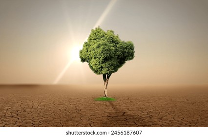 World Environment Day 2024 concept - Land restoration, desertification and drought resilience, 3d tree background. Ecology concept. We are #GenerationRestoration 庫存照片