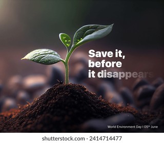 World Environment Day Poster. Importance of Protecting Nature. Happy Nature Day. Plant Growing: stockfoto