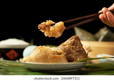 Zongzi. Rice dumpling for Chinese traditional Dragon Boat Festival 库存照片