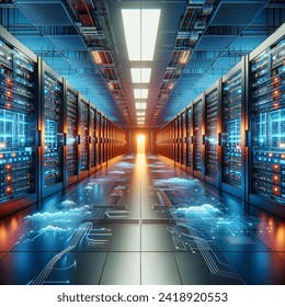 Advertising - testimonial photo of futuristic data center connectivity