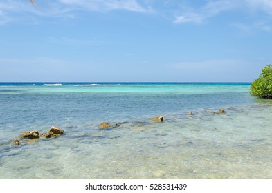 Amazing view of the Mangel Halto beach in Aruba, a caribbean paradise Island Stockfoto