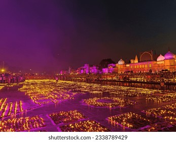 Ayodhya During Deepotsava Diwali Event Stock Photo