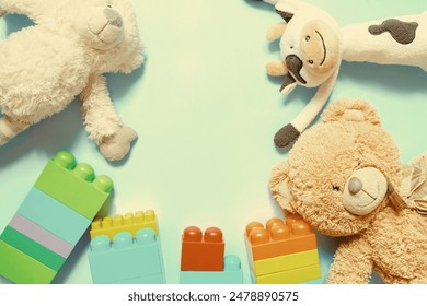 beautiful image of baby toys. topview  Foto stock
