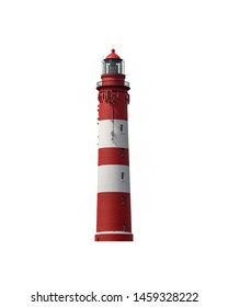 beautiful old lighthouse, red white, North Sea, Amrum, isolated on white background Stock Photo