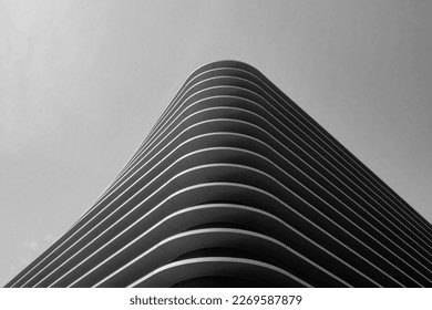 Black and white photo. Beautiful modern architecture of the building Stock-foto