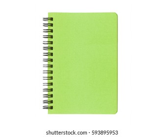 Blank book. Green empty cover book spiral stationery school supplies for education business idea book cover design note pad memo on isolated white background Stockfoto