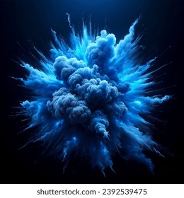 blue explosion smoke, black background