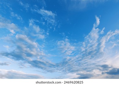 昼間の青い空の背景と雲の写真素材
