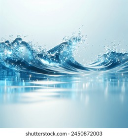 blue water with shimmers like a wave on a white background