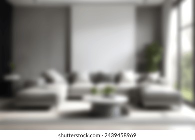 Blur Modern contemporary living room and gray sofa, light and shadow, blurred interior design concept.: stockfoto