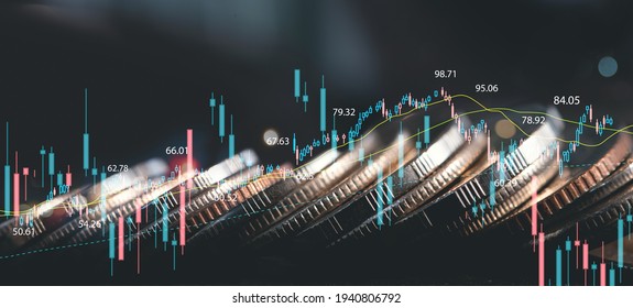 Business finance and investment, world economic growth concept. Forex financial graph chart, market report on cash currency with copy space for business and finance background Foto stock