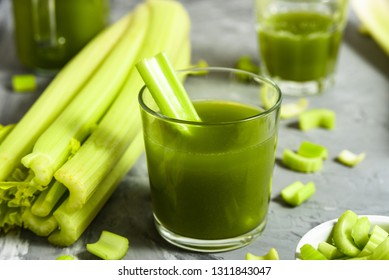 Celery Healthy Green Juice in glass Stock Photo
