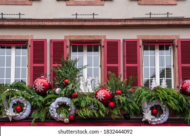 Christmas decorations in the Christmas Market, Alsace, France Stock Photo