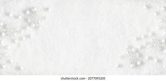 Christmas holiday composition. Christmas decor, snowflake on white background. Xmas, winter, new year concept. Flat lay, top view, copy space Stock Photo