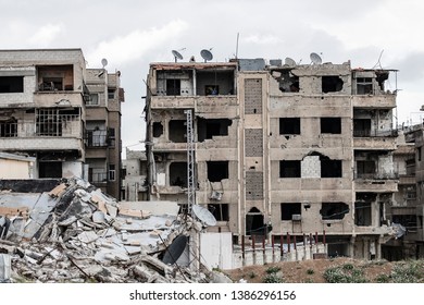 City of Aleppo and destroyed building in Syria 2019 Foto stock
