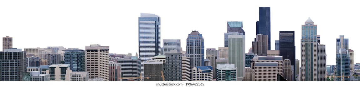 Cityscape of Seattle (Washington, USA) isolated on white background Stock-foto