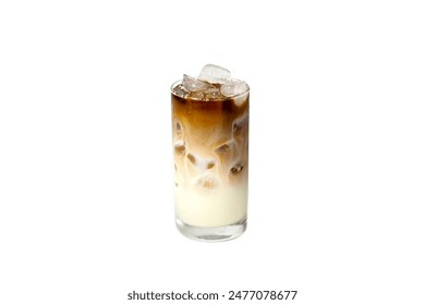 Concept isolated and white background with Latte ice coffee.sweet and delicious with latte ice coffee. 库存照片