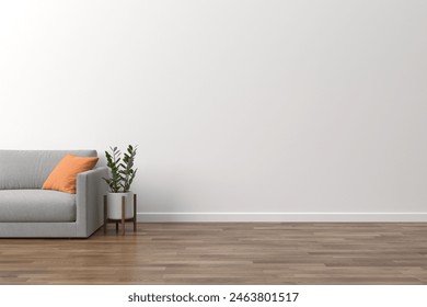 Cozy living area scene. Interior of living minimal style with empty space for products presentation or text for advertising. Arkistovalokuva