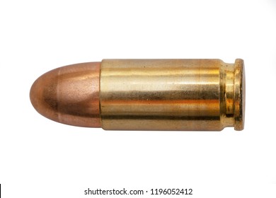 close-up 9mm bullet on white background Stock Photo
