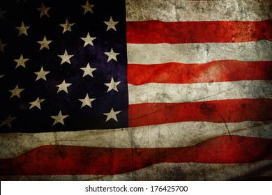 Closeup of grunge American flag Foto stock