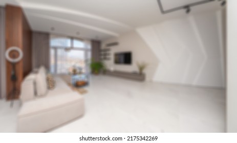 Resumen Desenfocado y Blured Foto de diseño interior moderno de lujo confortable y único en el salón. Perfecto para el fondo. Foto de stock