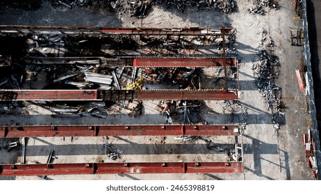 destruction of a shopping center that presents an apocalyptic scene Foto Stock