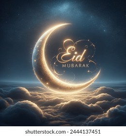 Eid Mubarak sky moon crecent