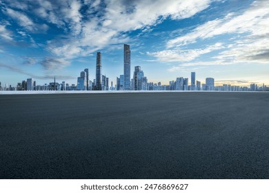 Empty asphalt road and cityscape in modern city Stock fotografie