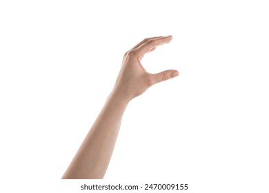 Female hand pick something isolated on white Stock fotografie