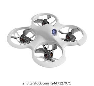 First person view control air drone Isolated on transparent Background. Aerial Drone. Flying Remote Control Air Drone. Quad Copter with Digital Camera: stockfoto