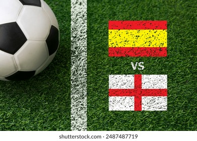 Football math Spain vs England; European football tournament competition: stockfoto